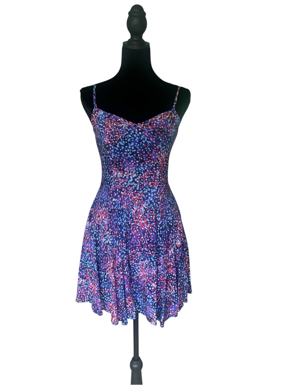 Aeropostale Navy Floral Spaghetti-Strap Mini Dress